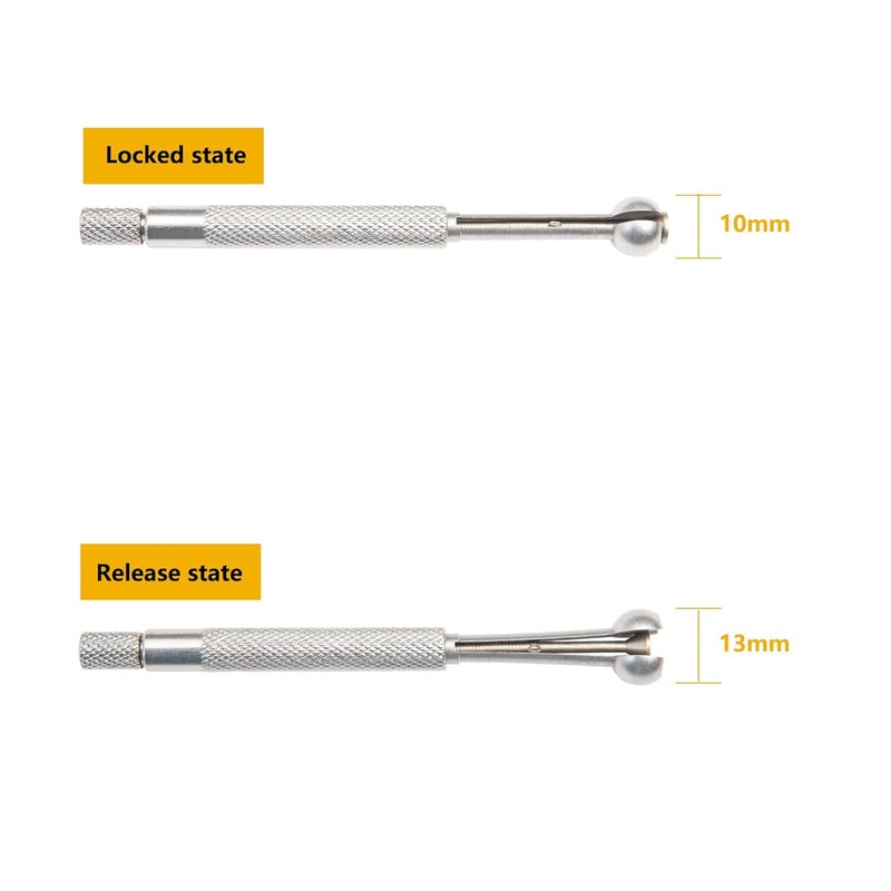 Beslands مجموعة قياس الثقوب، نطاق 1/8" إلى 1/2"، جهاز قياس بؤري تلسكوبي، نوع الكرة، قياس تلسكوبي صغير، 4 قطع كاملة، بوصة/مم، دقة عالية (1/8" إلى 1/2") - Image 5